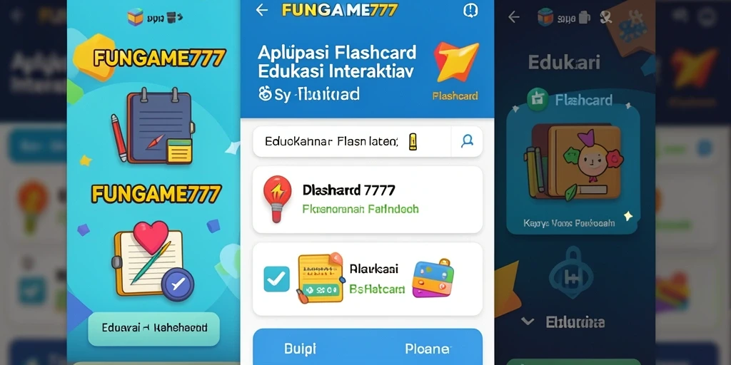 Antarmuka interaktif aplikasi Flashcard FUNGAME777 yang memudahkan belajar.