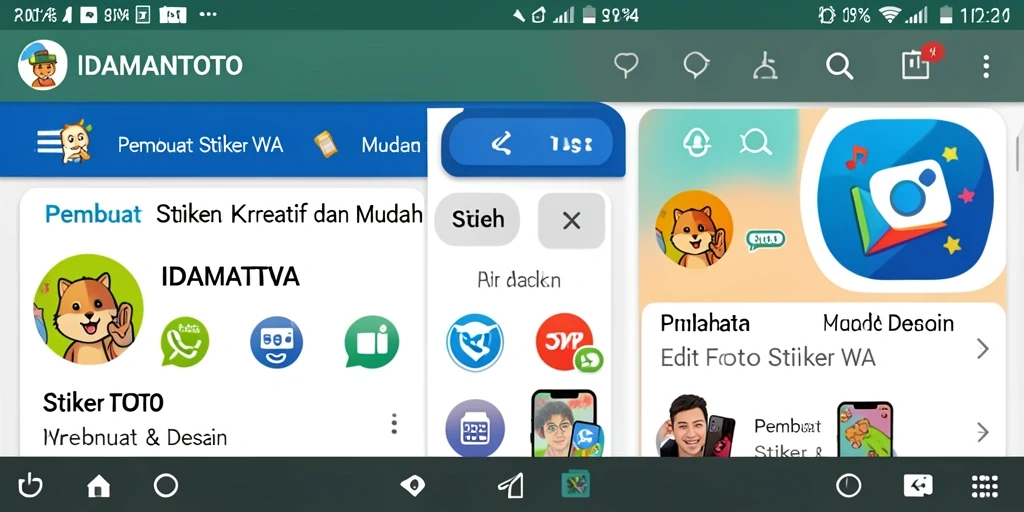 Antarmuka aplikasi IDAMANTOTO untuk membuat stiker WA yang mudah digunakan.