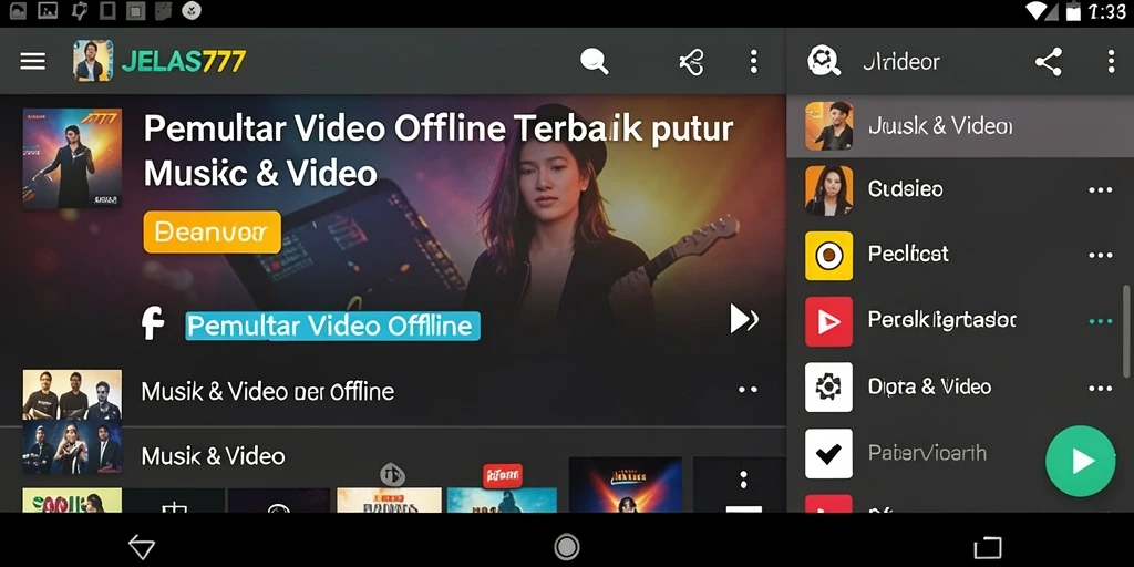 Antarmuka JELAS777 yang ergonomis untuk Pemutar Video Offline.