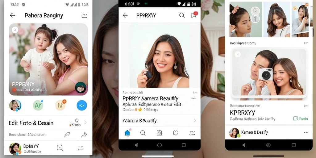 Tampilan antarmuka pengguna PPRRYY dengan fitur Kamera Beautify yang inovatif.