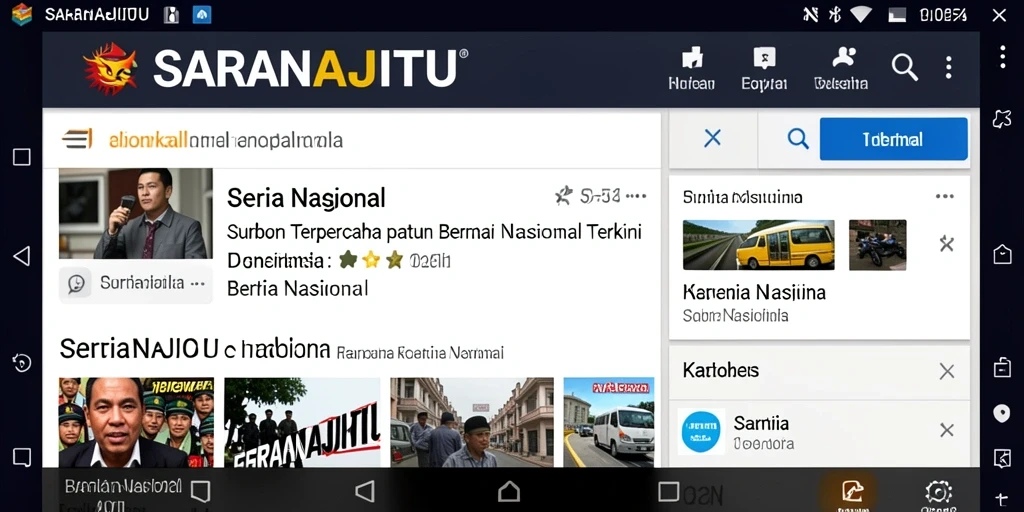 Tampilan antarmuka aplikasi SARANAJITU dengan fitur berita terkini.
